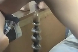 Unskilful harlot riding Bedpost