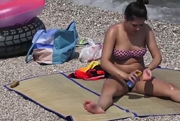 Sopping bikini cameltoe topless teen belting vanguard lido